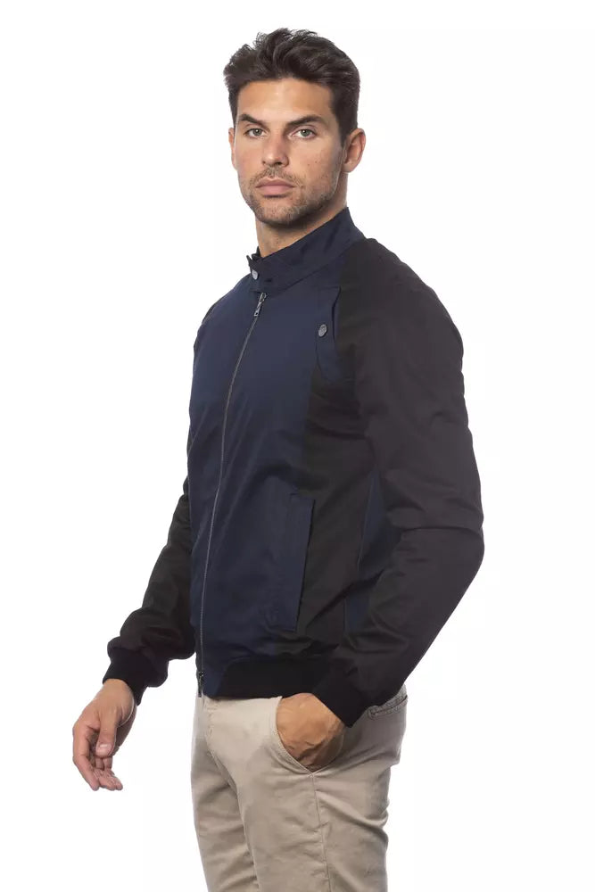 Verri Blue Cotton Men's Bomber Jacket | Regal Royce
