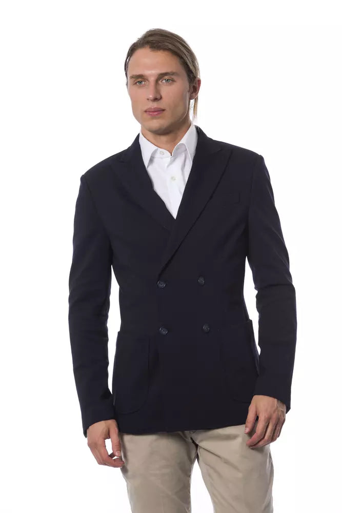 Verri Blue Viscose Men Blazer | Regal Royce