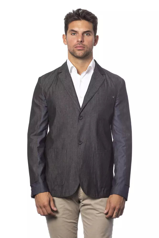 Verri Gray Cotton Men Single Breasted Blazer | Regal Royce