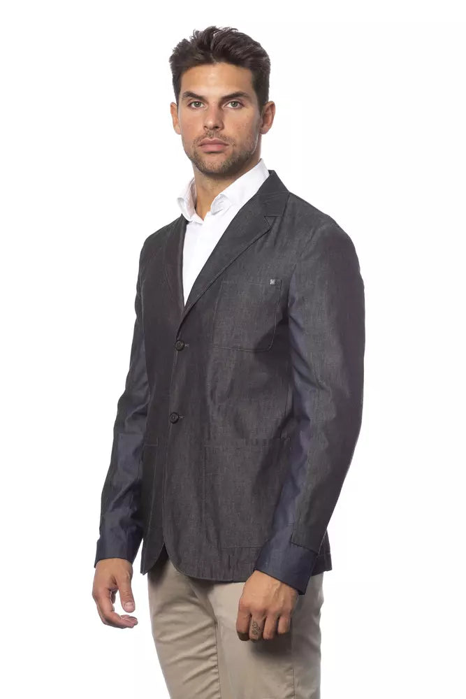Verri Gray Cotton Men Single Breasted Blazer | Regal Royce