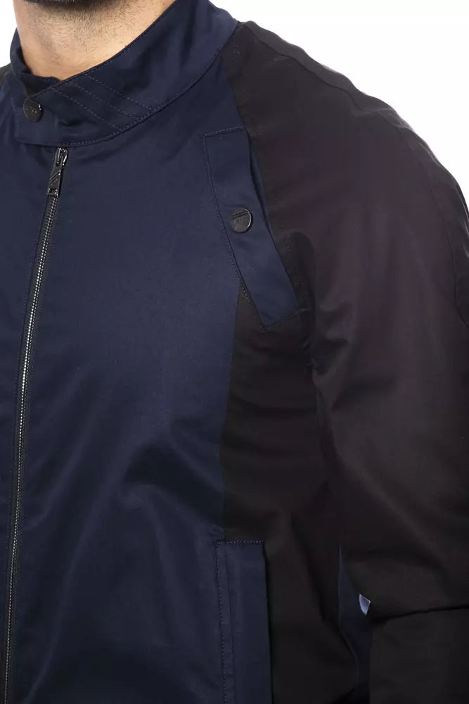 Verri Blue Cotton Men's Bomber Jacket | Regal Royce