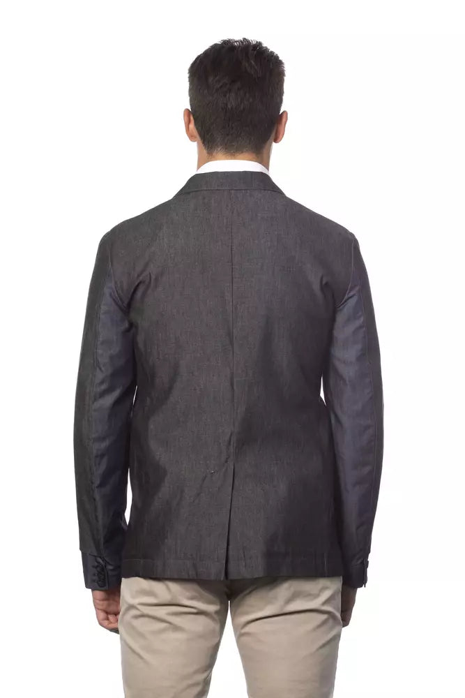 Verri Gray Cotton Men Single Breasted Blazer | Regal Royce