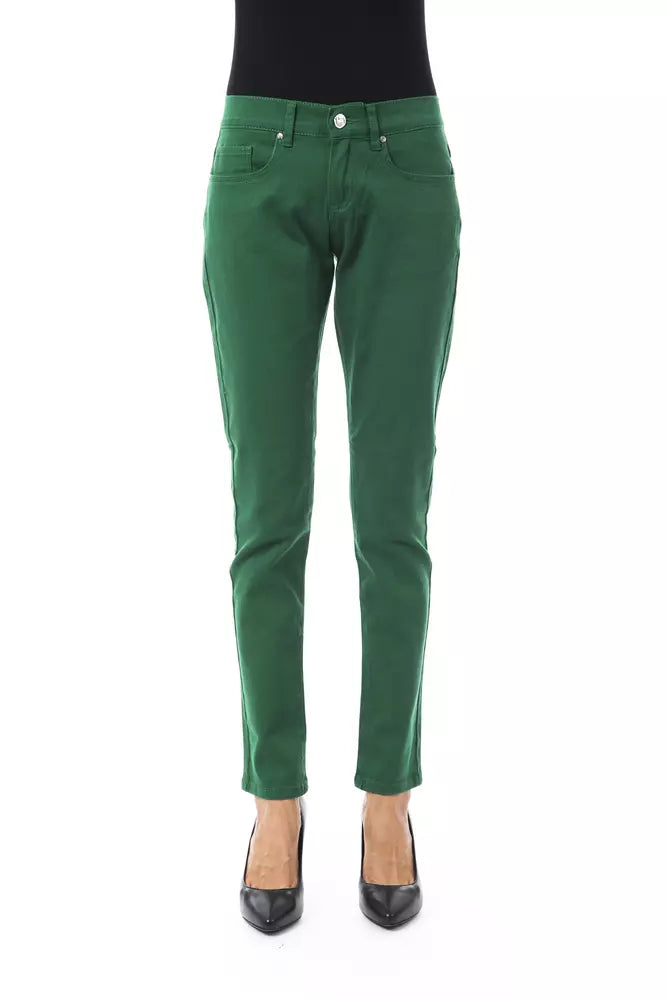 BYBLOS Green Cotton Women Pant | Regal Royce