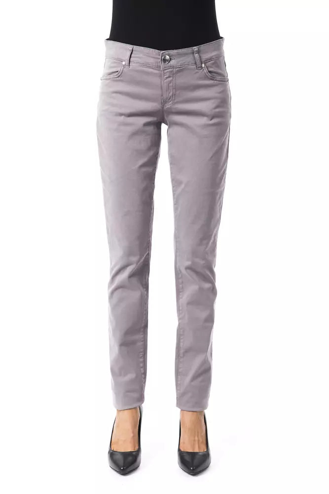 BYBLOS Gray Cotton Women's Pant | Regal Royce