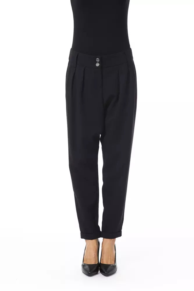 BYBLOS Black Polyester Women Pant | Regal Royce