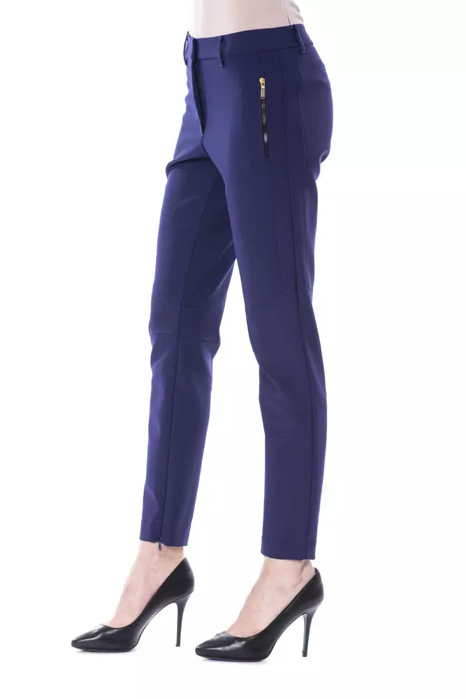 BYBLOS Blue Polyester Women's Slim-Fit Pant | Regal Royce