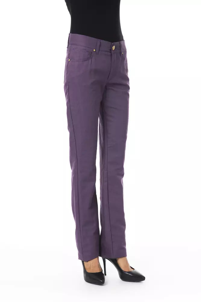 BYBLOS Purple Cotton Women Pant | Regal Royce