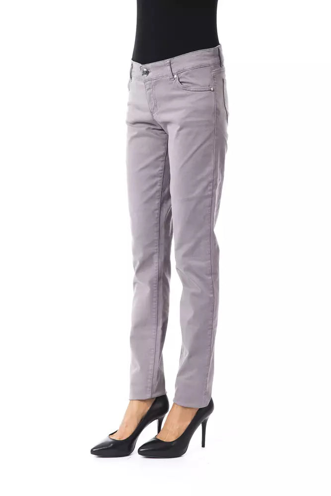 BYBLOS Gray Cotton Women's Pant | Regal Royce