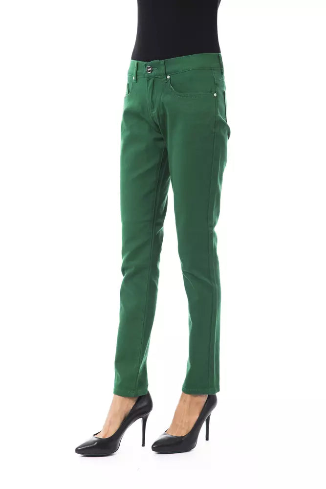 BYBLOS Green Cotton Women Pant | Regal Royce