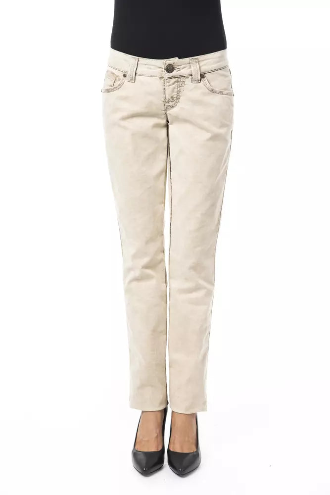 BYBLOS Beige Cotton Women Jeans | Regal Royce