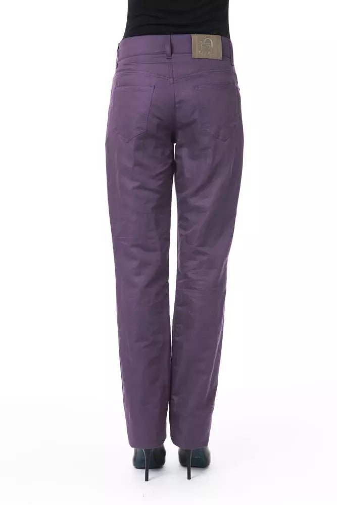 BYBLOS Purple Cotton Women Pant | Regal Royce