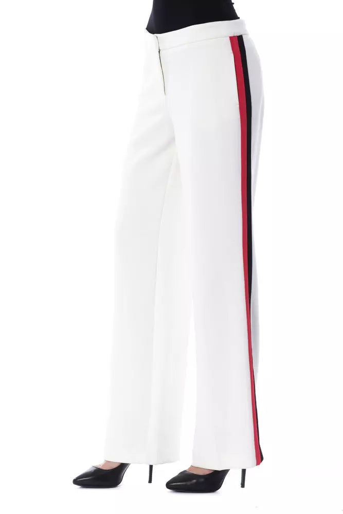 BYBLOS White Polyester Women Pants | Regal Royce