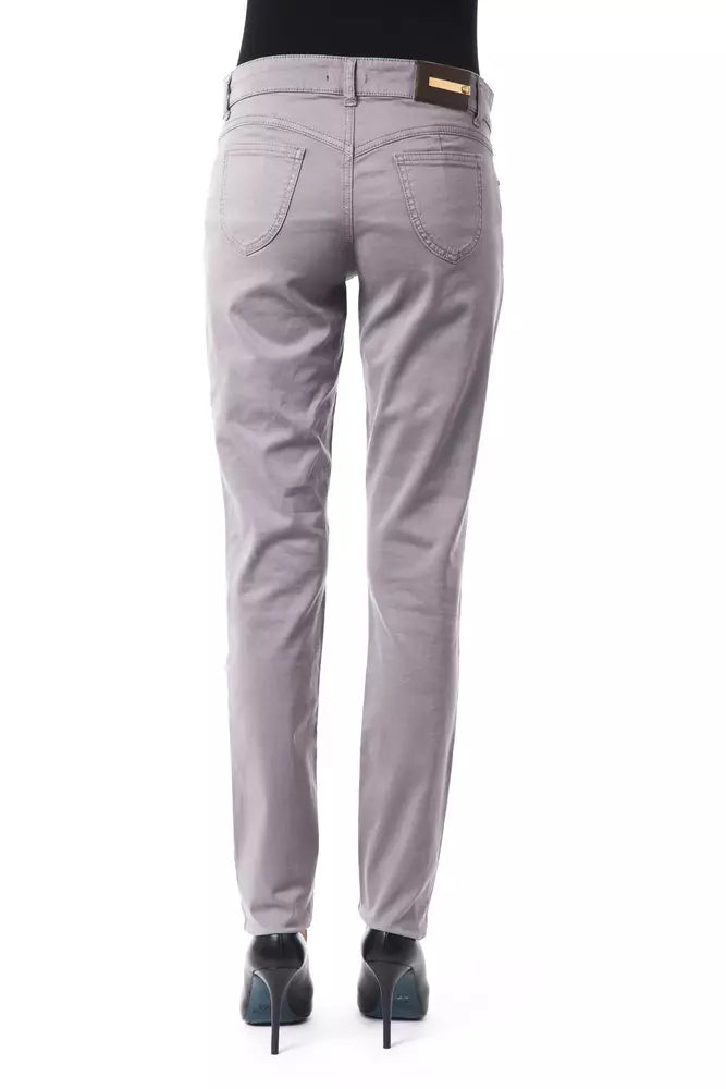 BYBLOS Gray Cotton Women's Pant | Regal Royce
