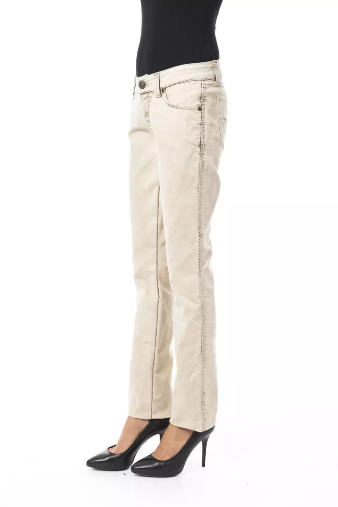 BYBLOS Beige Cotton Women Jeans | Regal Royce