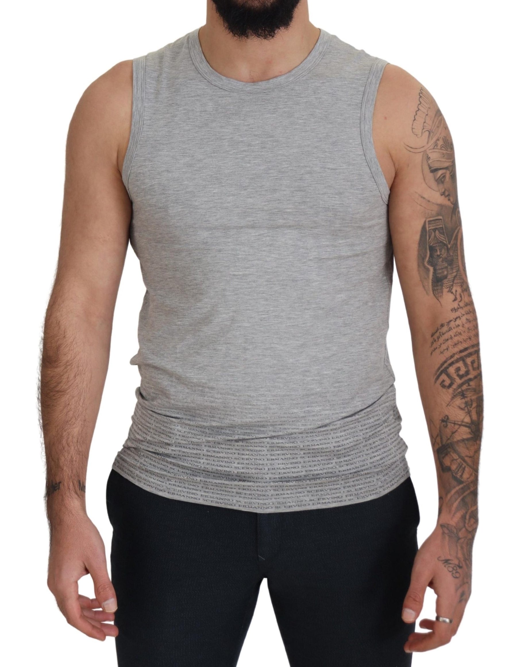 Ermanno Scervino Grey Sleeveless Men Pullover T-shirt | Regal Royce