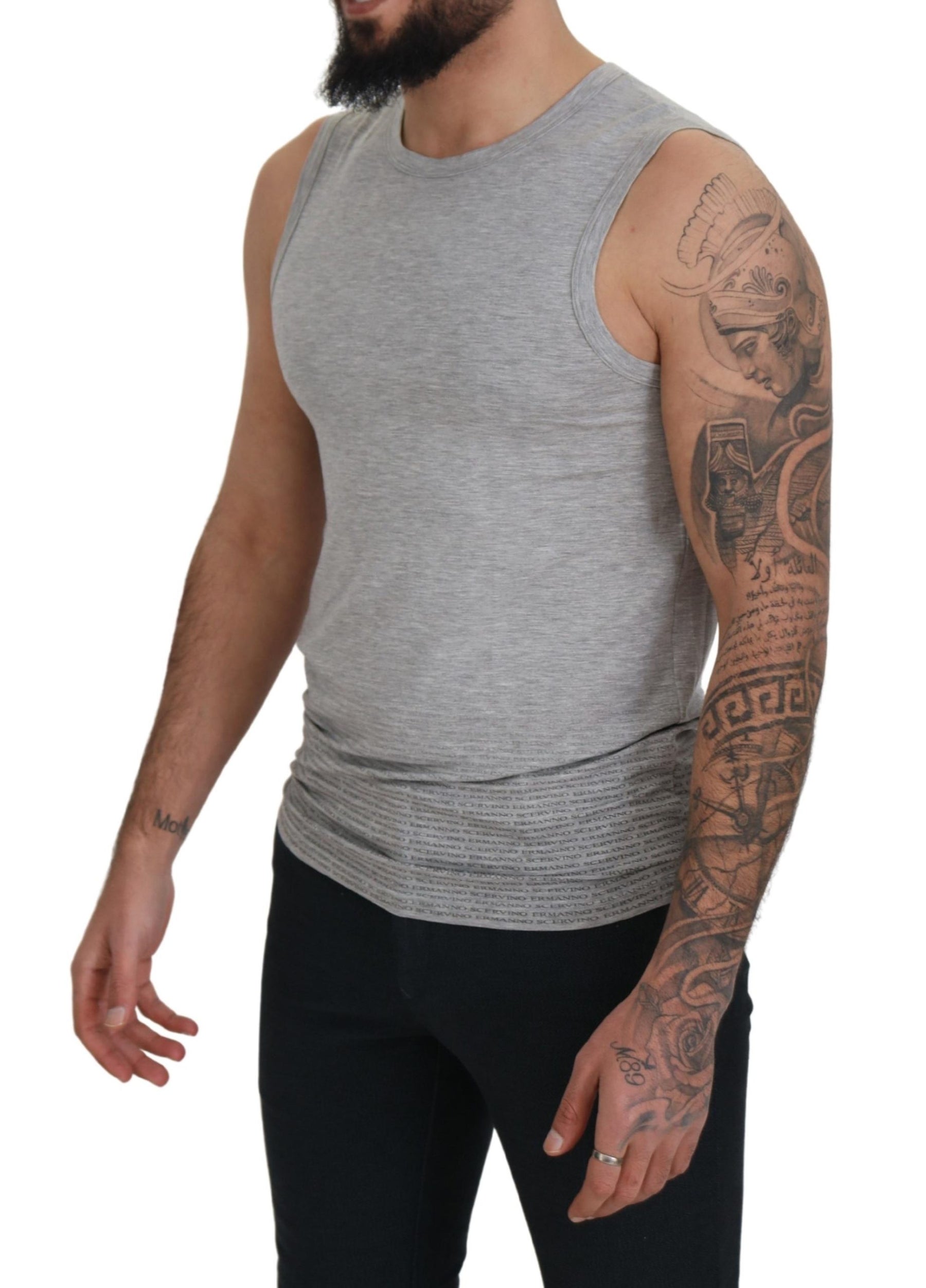 Ermanno Scervino Grey Sleeveless Men Pullover T-shirt | Regal Royce