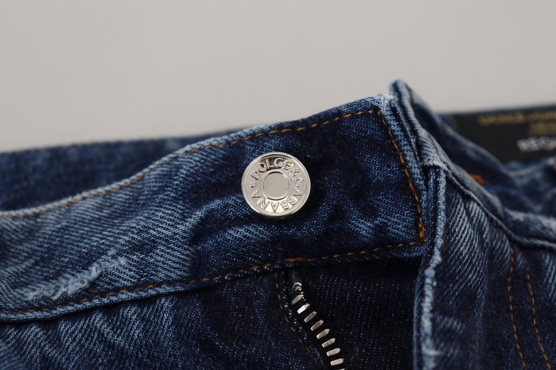 Dolce & Gabbana Blue Cotton Tattered Men Denim Jeans | Regal Royce