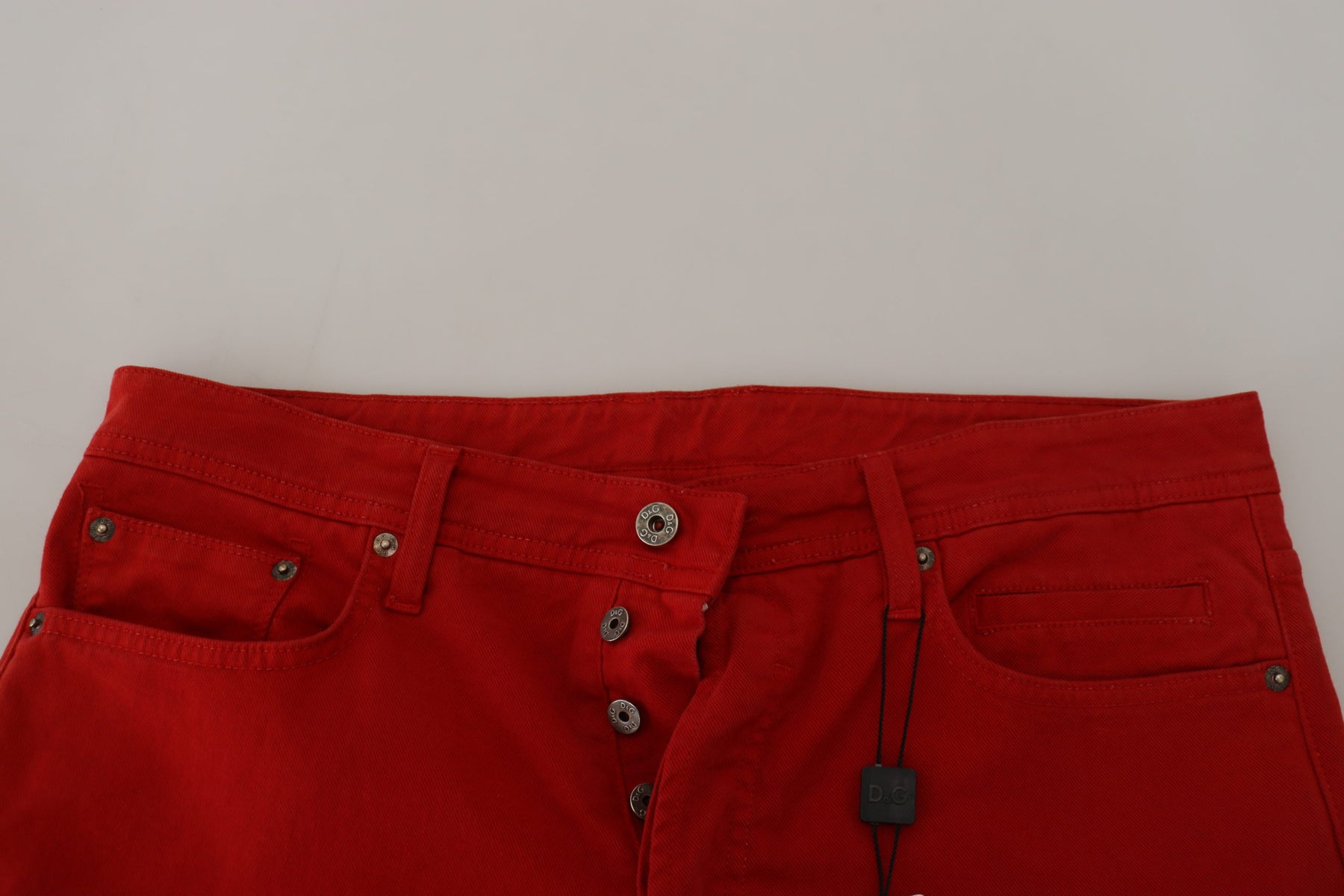 Dolce & Gabbana Red Cotton Straight Fit Men Denim Jeans | Regal Royce
