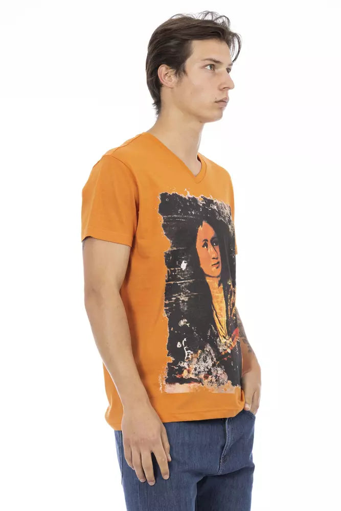Trussardi Action Orange Cotton Men T-Shirt | Regal Royce