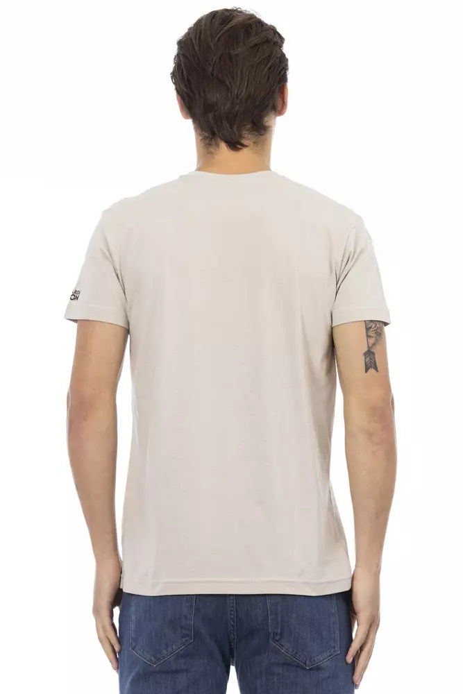 Trussardi Action Beige Cotton Men T-Shirt | Regal Royce