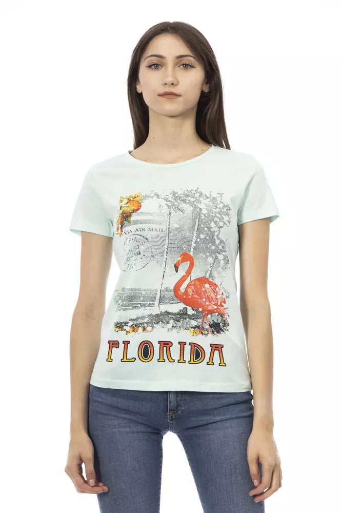 Trussardi Action Light Blue Cotton Women T-Shirt | Regal Royce