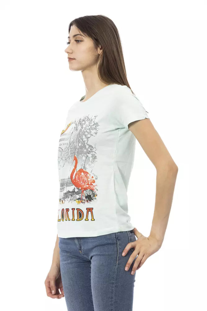 Trussardi Action Light Blue Cotton Women T-Shirt | Regal Royce