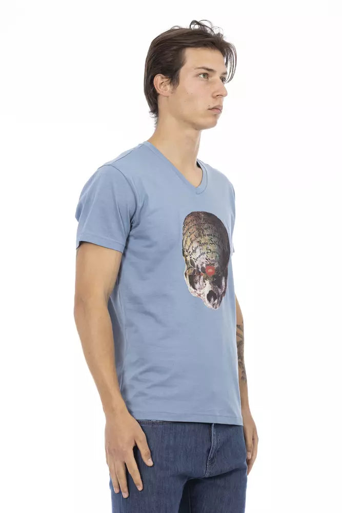 Trussardi Action Light Blue Cotton Men T-Shirt | Regal Royce