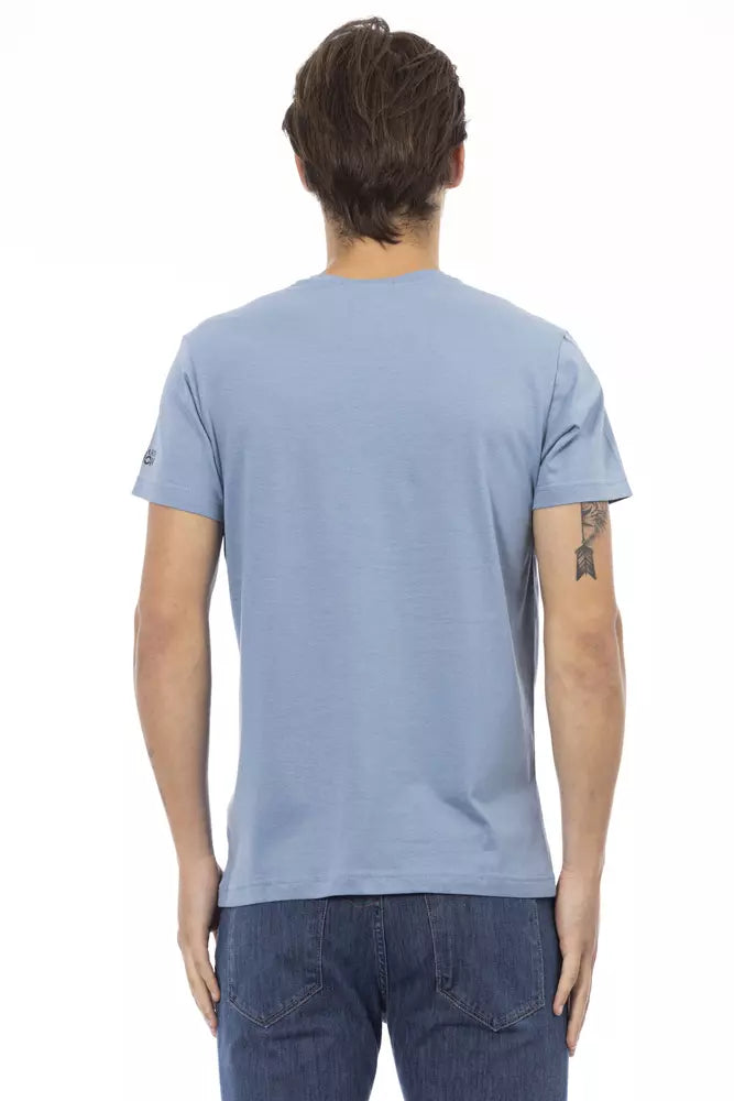 Trussardi Action Light Blue Cotton Men T-Shirt | Regal Royce
