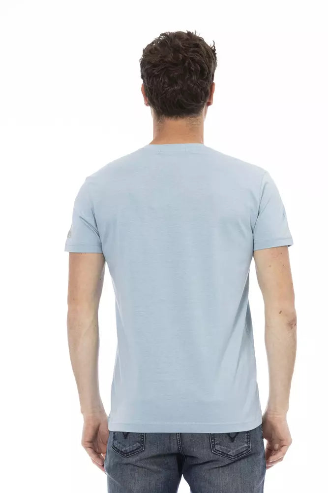 Trussardi Action Light Blue Cotton Men T-Shirt | Regal Royce