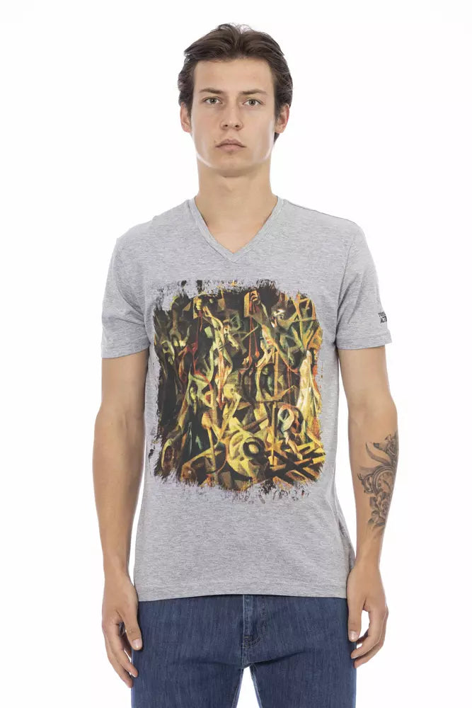 Trussardi Action Gray Cotton Men T-Shirt | Regal Royce