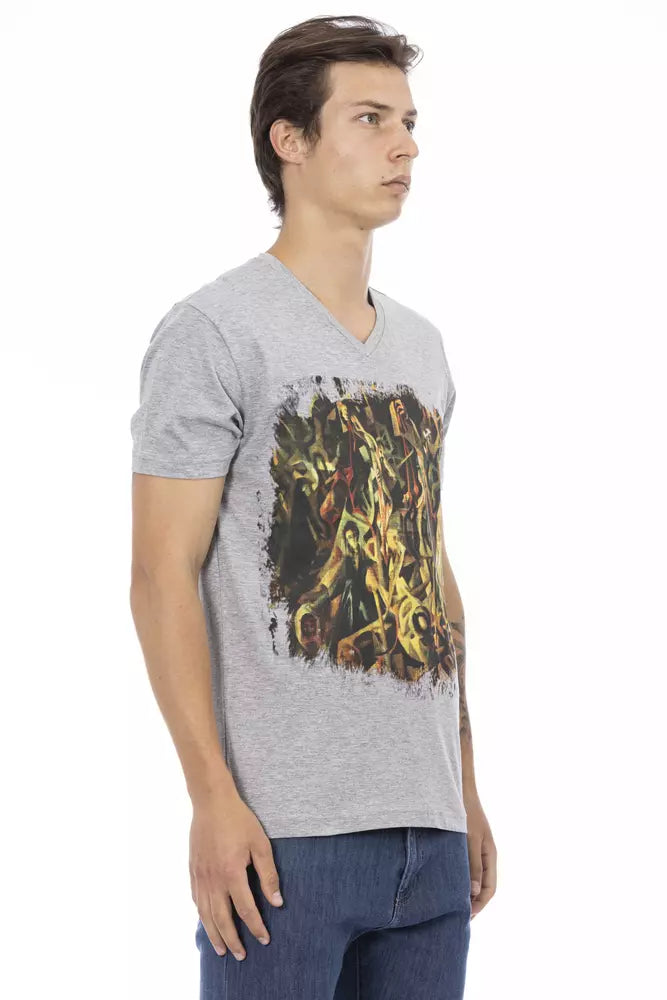 Trussardi Action Gray Cotton Men T-Shirt | Regal Royce