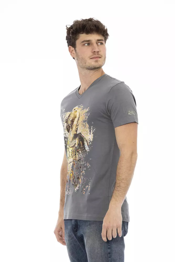 Trussardi Action Gray Cotton Men T-Shirt | Regal Royce