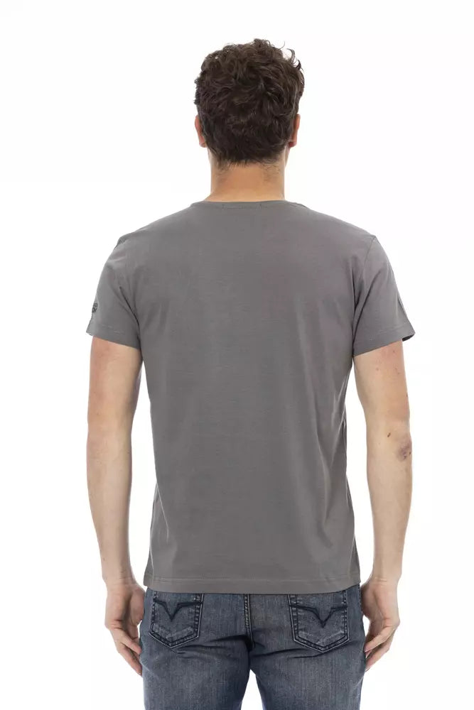 Trussardi Action Gray Cotton Men T-Shirt | Regal Royce