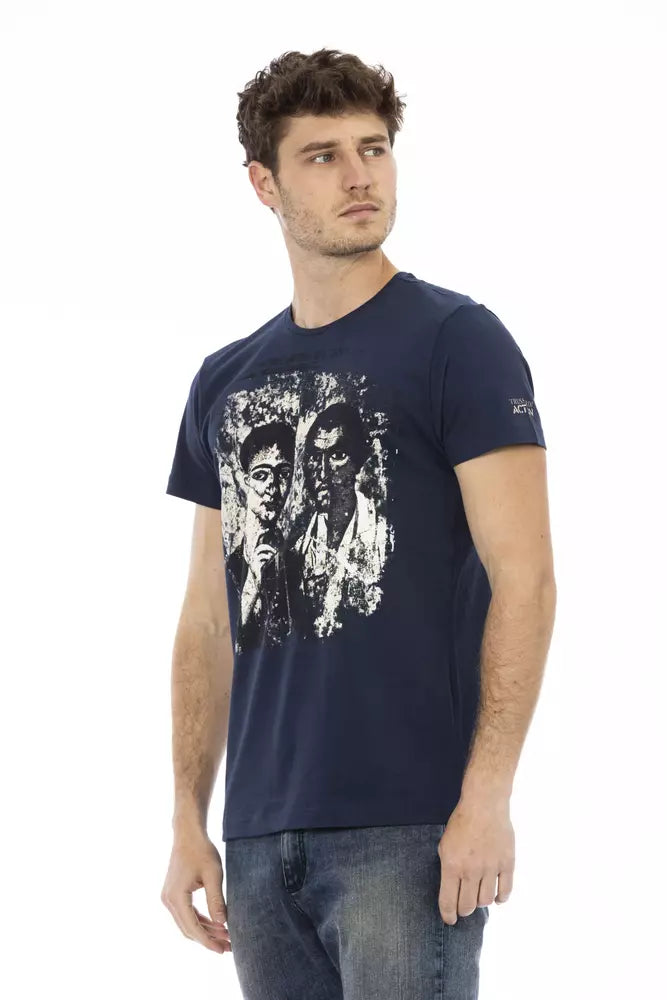 Trussardi Action Blue Cotton Men T-Shirt | Regal Royce