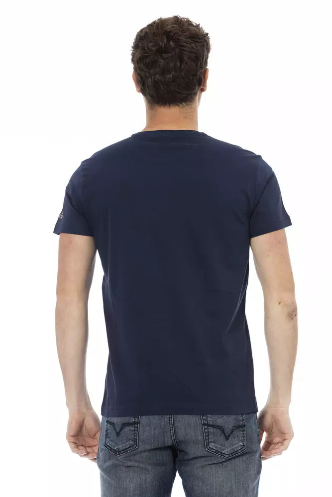 Trussardi Action Blue Cotton Men T-Shirt | Regal Royce