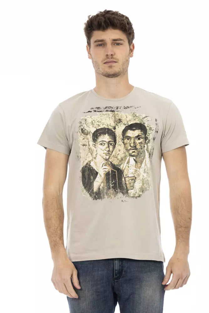 Trussardi Action Beige Cotton Men T-Shirt | Regal Royce