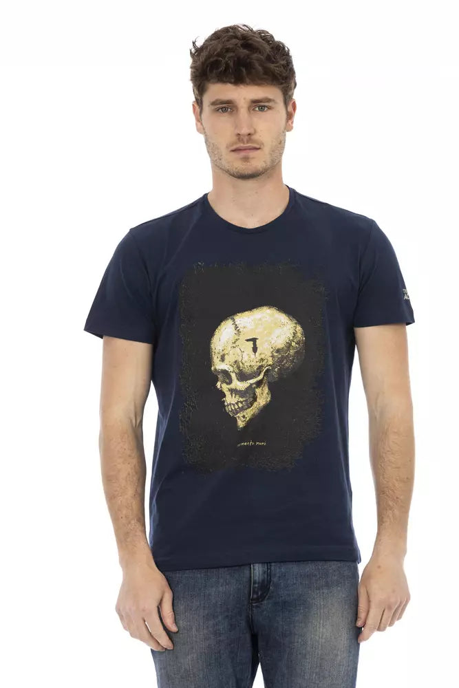 Trussardi Action Blue Cotton Men T-Shirt | Regal Royce