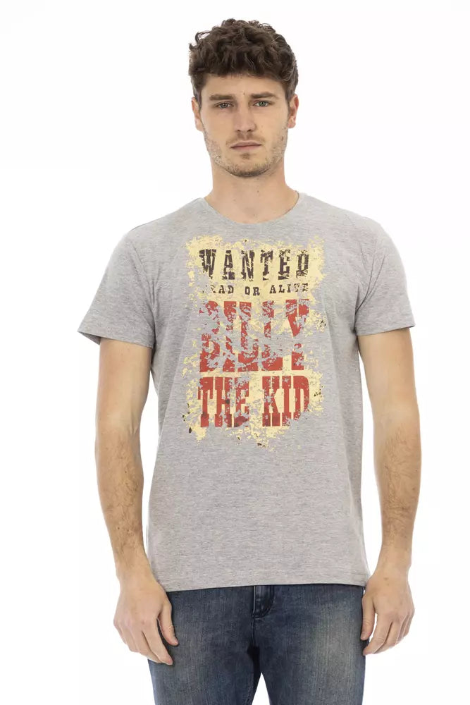 Trussardi Action Gray Cotton Men T-Shirt | Regal Royce