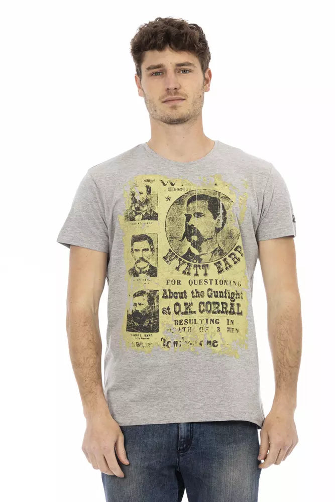 Trussardi Action Gray Cotton Men T-Shirt | Regal Royce