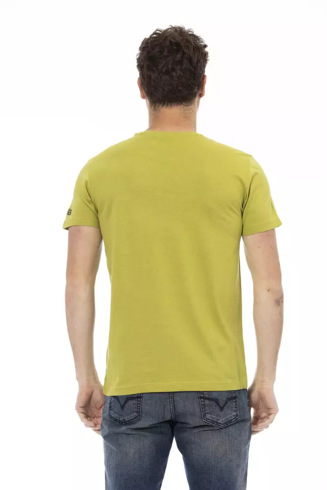 Trussardi Action Green Cotton Men T-Shirt | Regal Royce