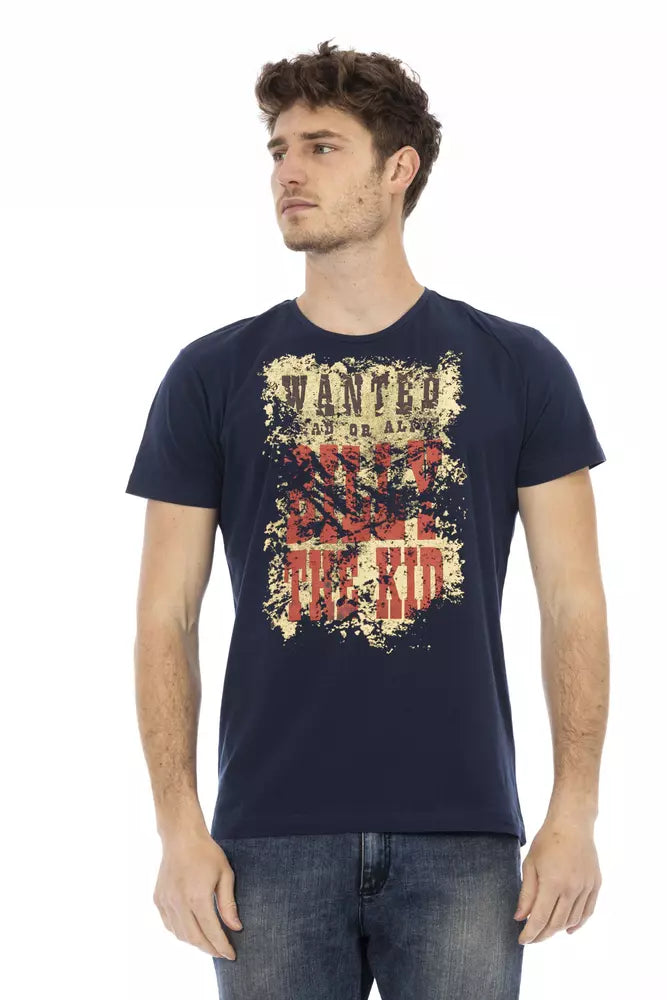 Trussardi Action Blue Cotton Men T-Shirt | Regal Royce