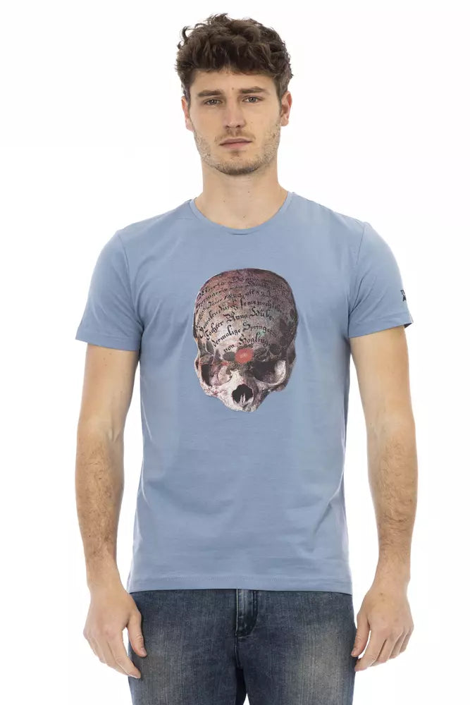 Trussardi Action Light Blue Cotton Men T-Shirt | Regal Royce