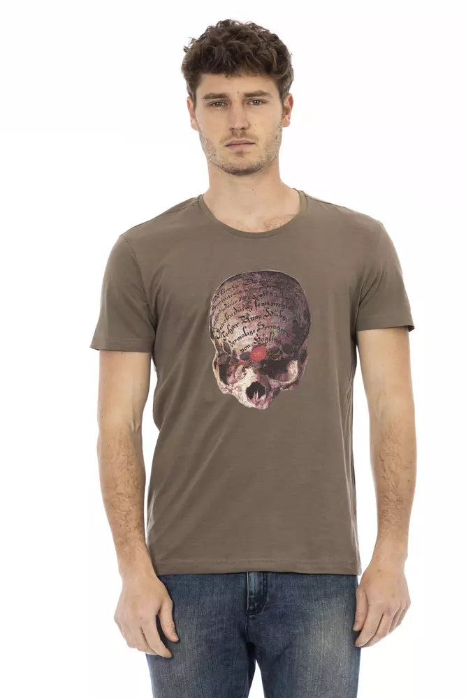 Trussardi Action Brown Cotton Men T-Shirt | Regal Royce