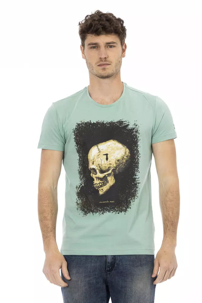 Trussardi Action Green Cotton Men T-Shirt | Regal Royce
