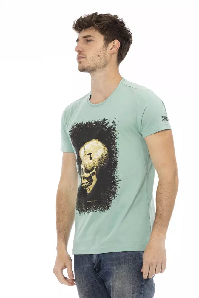 Trussardi Action Green Cotton Men T-Shirt | Regal Royce