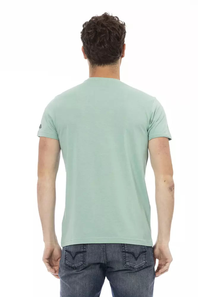 Trussardi Action Green Cotton Men T-Shirt | Regal Royce