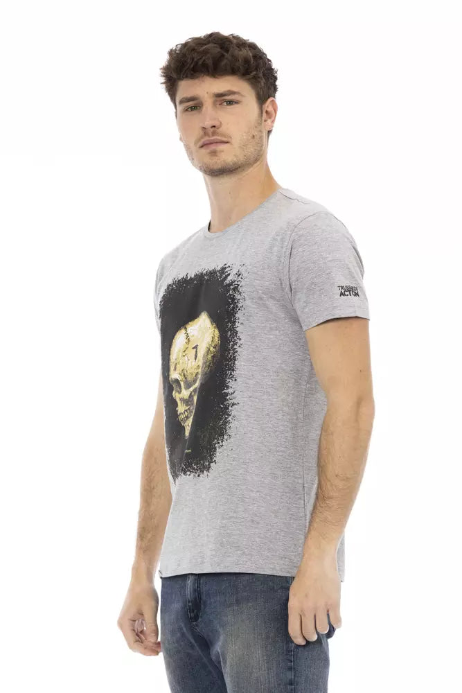 Trussardi Action Gray Cotton Men T-Shirt | Regal Royce