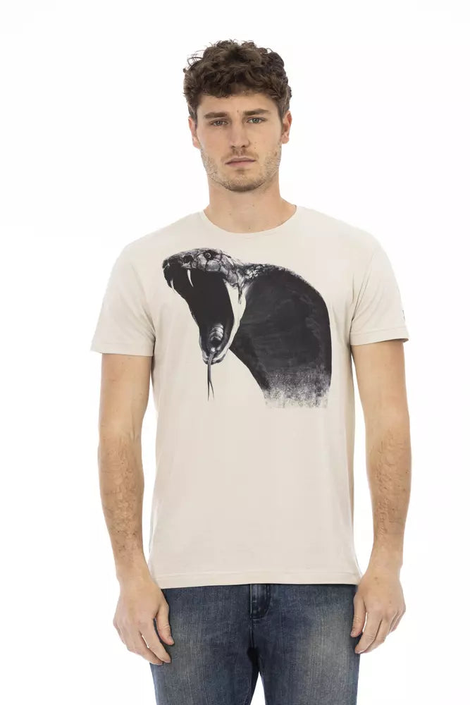 Trussardi Action Beige Cotton Men T-Shirt | Regal Royce