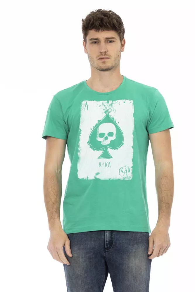 Trussardi Action Green Cotton Men T-Shirt | Regal Royce