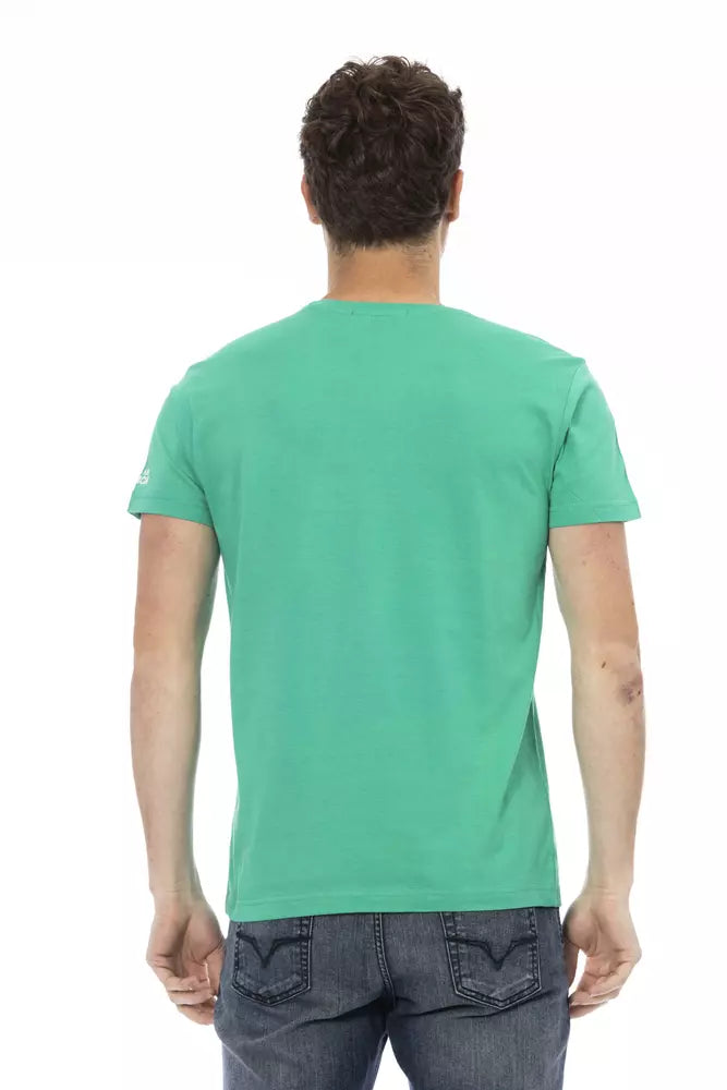 Trussardi Action Green Cotton Men T-Shirt | Regal Royce